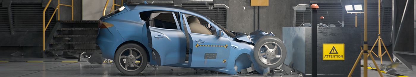 electric vehicle experimental crash test in a laboratory