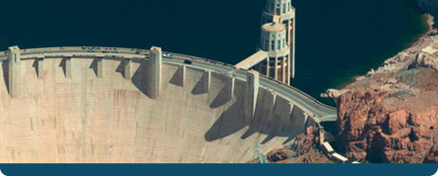 a Dam overlooking a reservoir