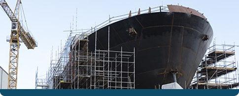 a large ship in drydock